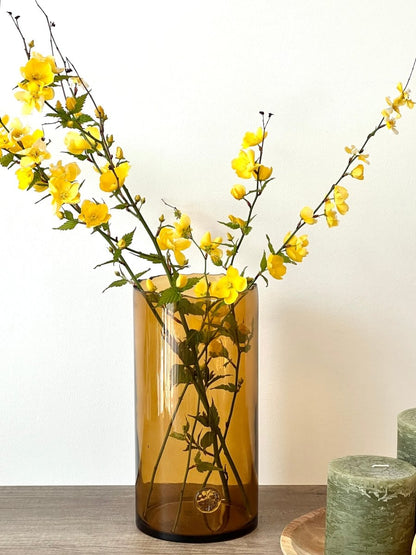 Vase Verre Ambré DEAUVILLE - Médaillon Décoratif Grands Bouquets - B&Inside
