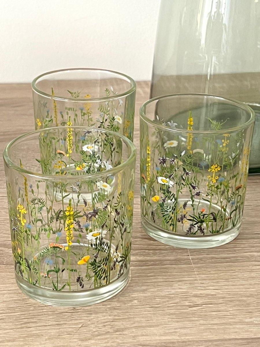 Verres à Eau FLEURS DES CHAMPS - Verres motifs floraux transparents - B&Inside