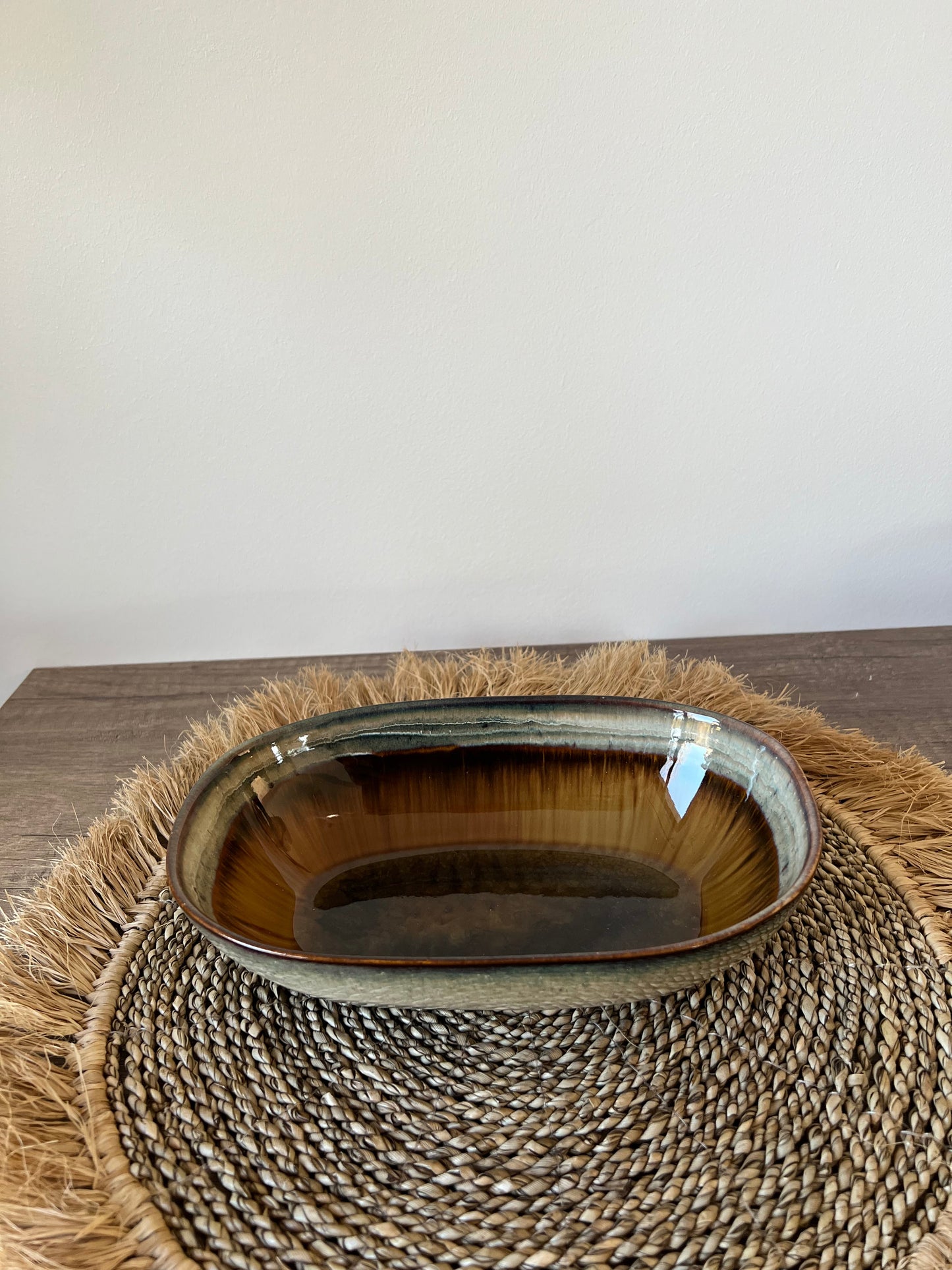 AMALI - Petit plat bicolore kaki et marron - B&Inside