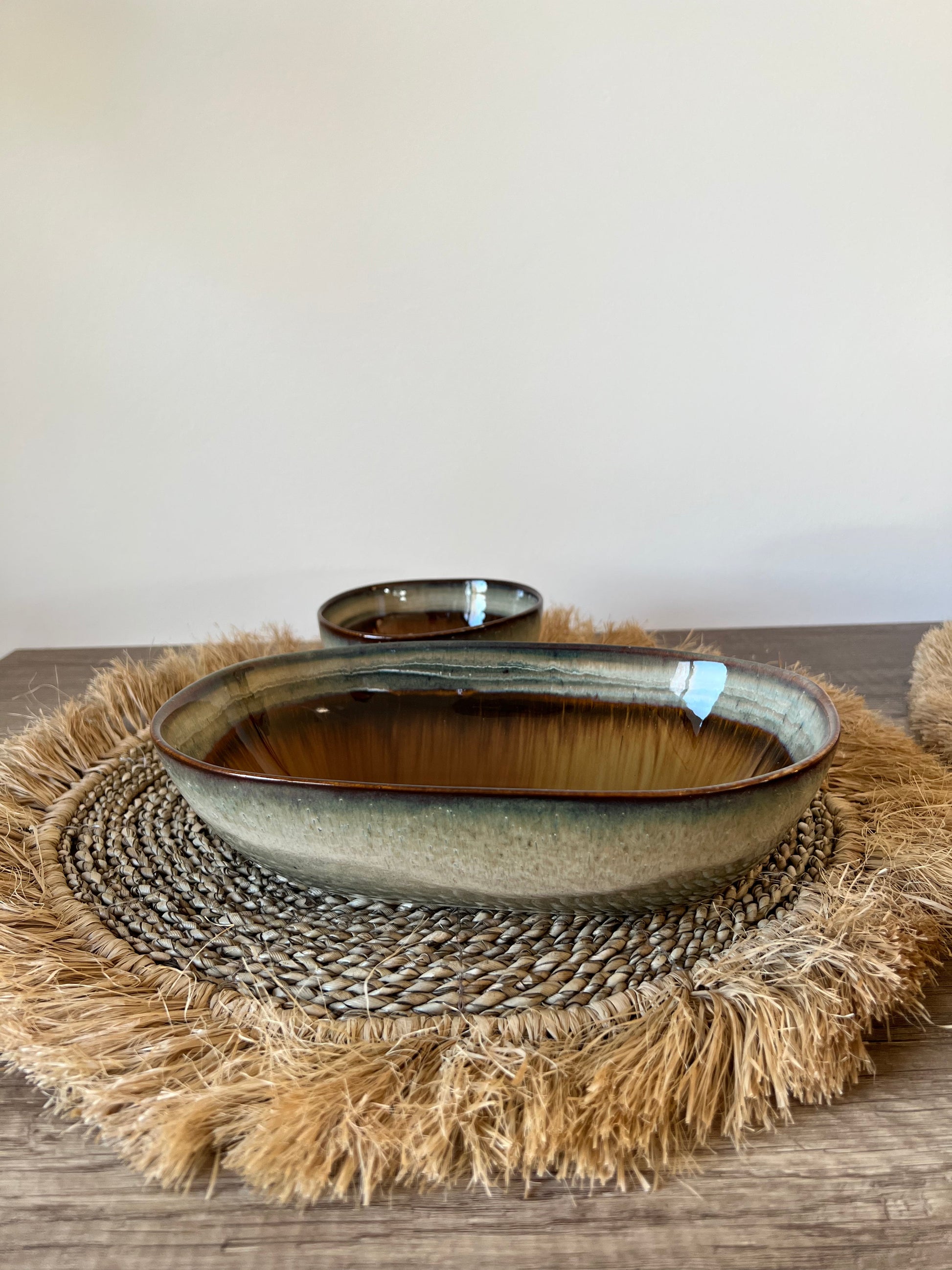 AMALI - Petit plat bicolore kaki et marron - B&Inside