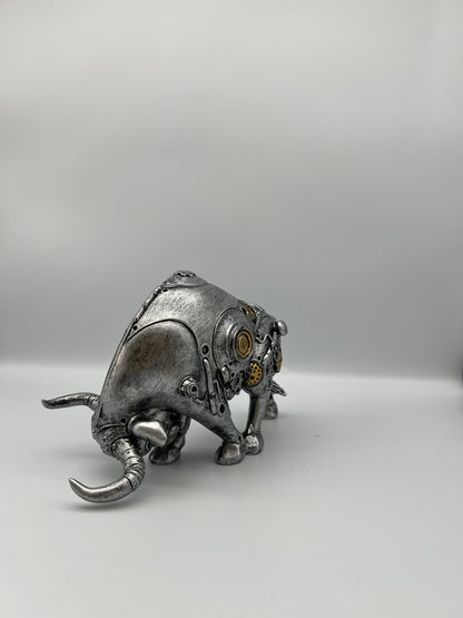 BULL - Taureau doré et argent, style steampunk - B&Inside