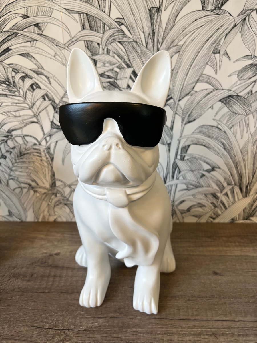 CLASSY - Chien bulldog français blanc à lunettes noires - bninside