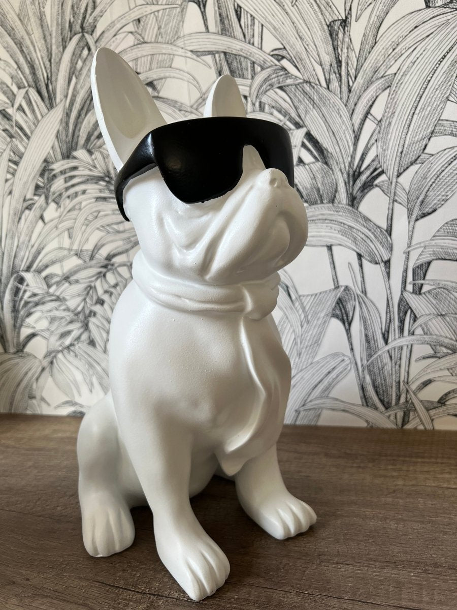 CLASSY - Chien bulldog français blanc à lunettes noires - bninside