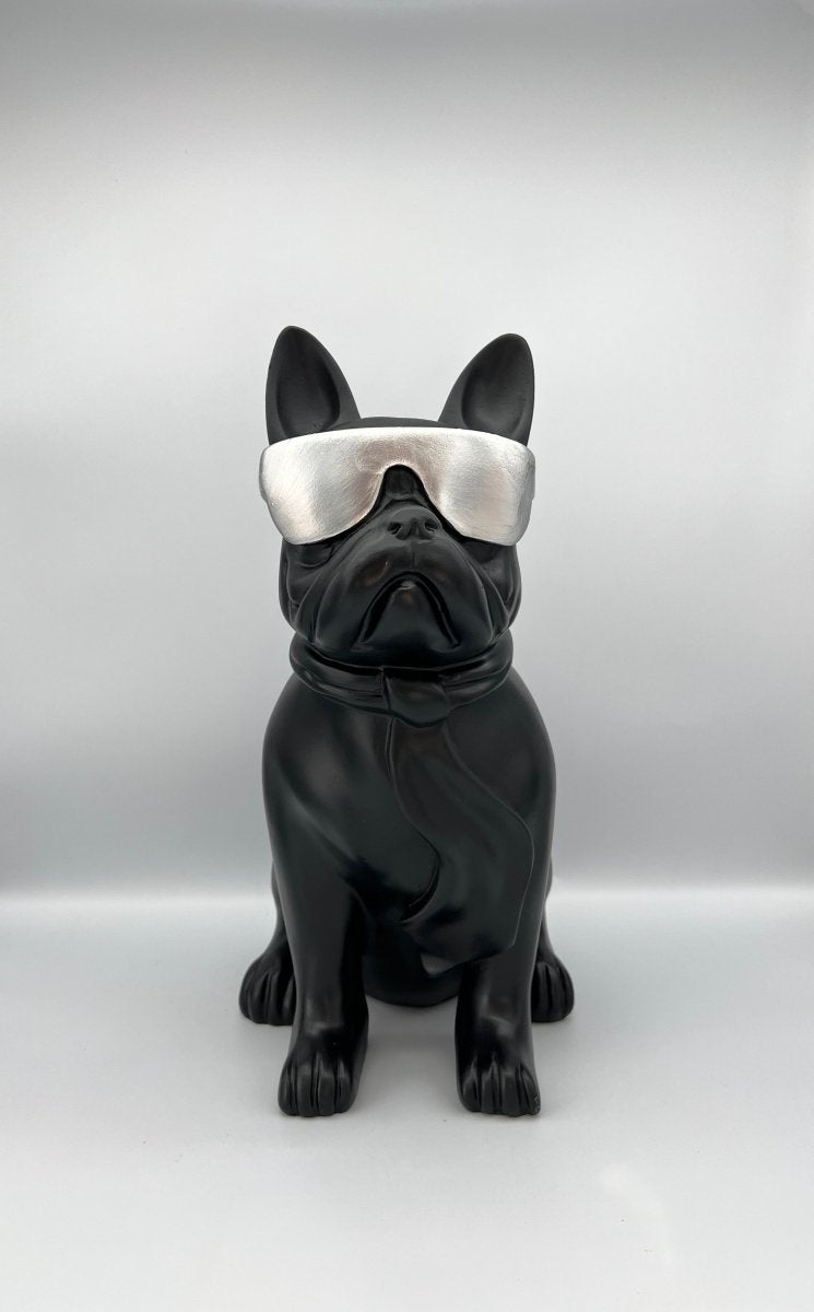 CLASSY - Chien bulldog français noir à lunettes argent - B&Inside