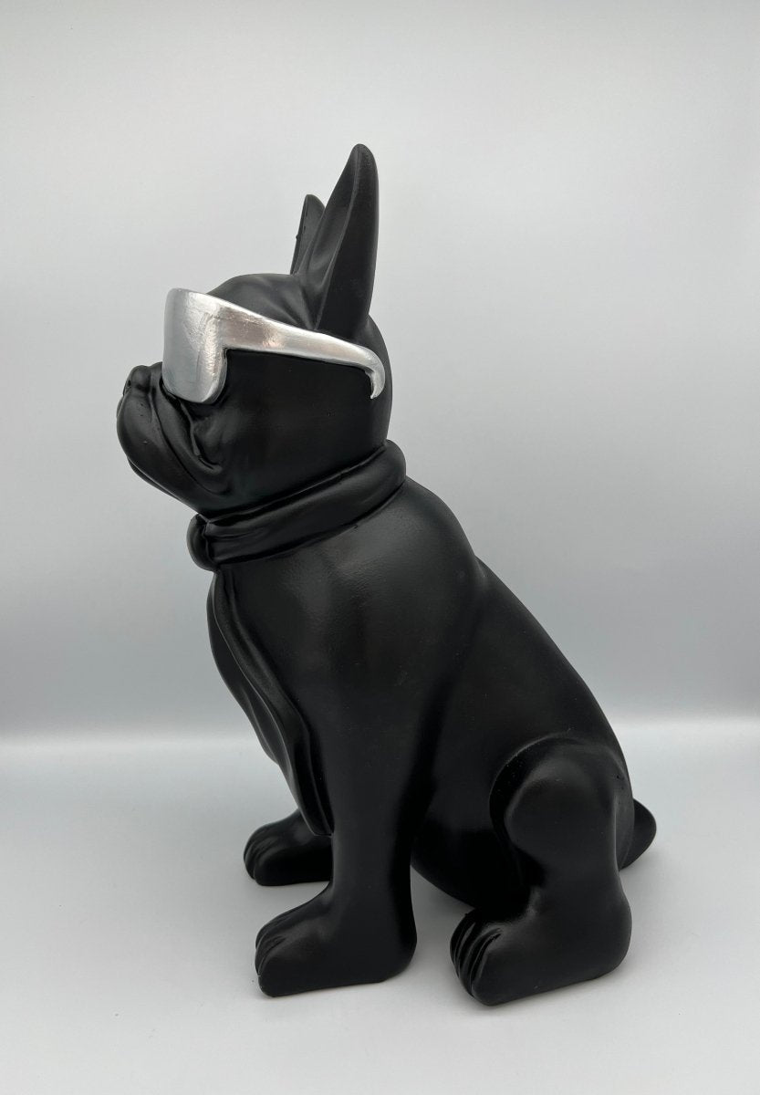 CLASSY - Chien bulldog français noir à lunettes argent - B&Inside