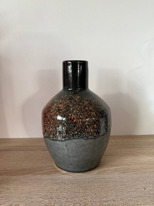 CREPUSCULE - Vase bicolore en grès noir et gris - bninside