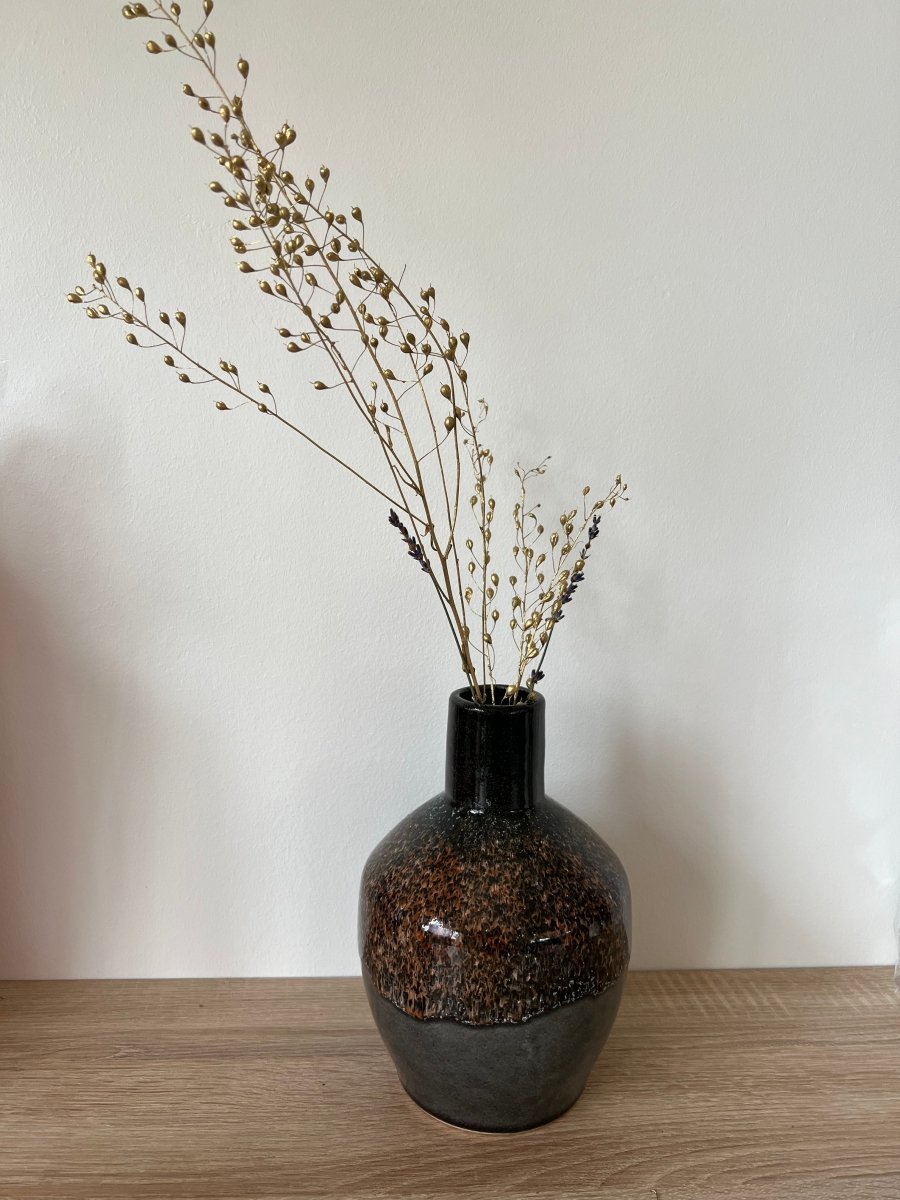 CREPUSCULE - Vase bicolore en grès noir et gris - B&Inside