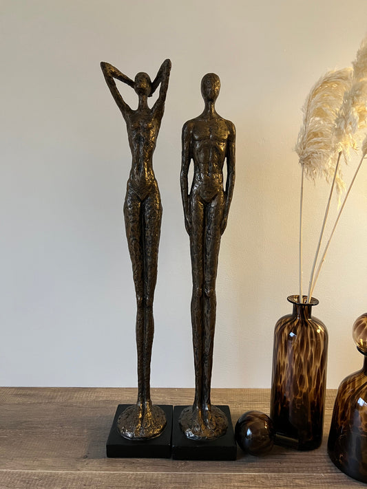 GALIANO - Couple statuettes homme et femme bronze - B&Inside