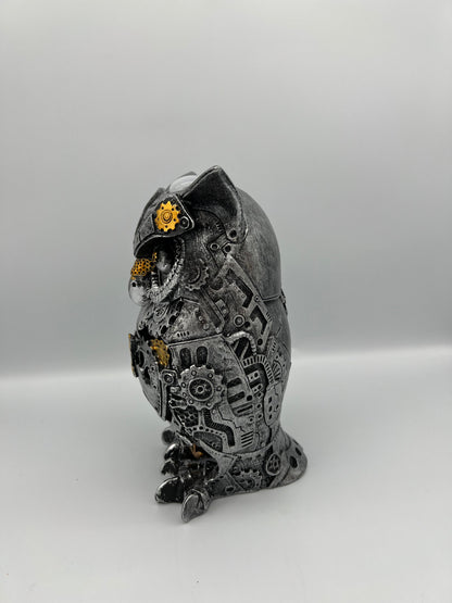 OWL - Hibou doré et argent, style steampunk - B&Inside