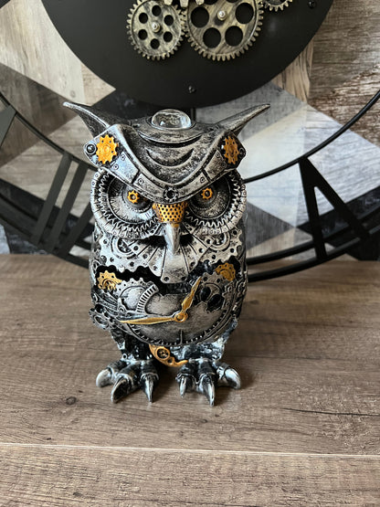 OWL - Hibou doré et argent, style steampunk - B&Inside