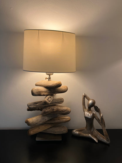 LITTLE DRIFTWOOD - Lampe en bois flotté et abat-jour blanc - B&Inside