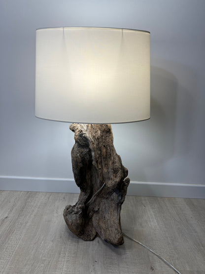 MEDIUM DRIFTWOOD - Lampe en bois flotté et abat-jour blanc - B&Inside