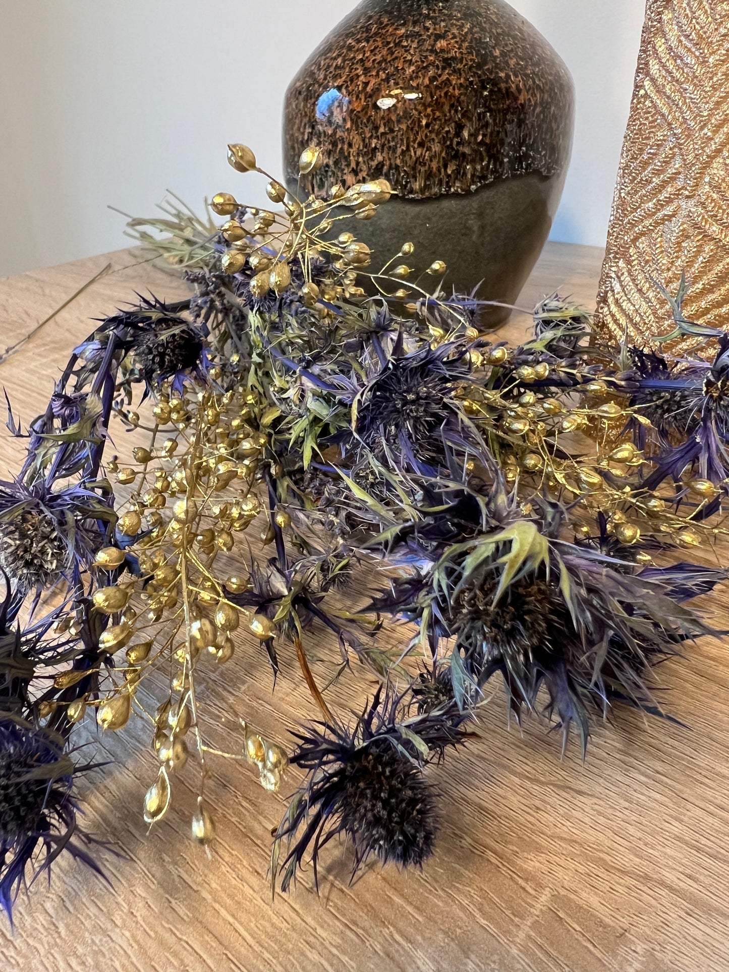 ROYAL - Bouquet de fleurs séchées or et bleu - bninside